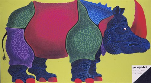 Plakat Visual Art and Design, z 1974 roku, autorstwa grafika i plakacisty Huberta Hilschera