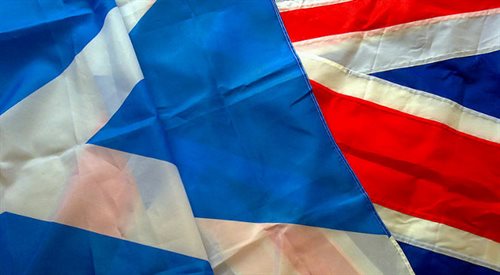 Flagi Szkocji i Wielkiej Brytanii