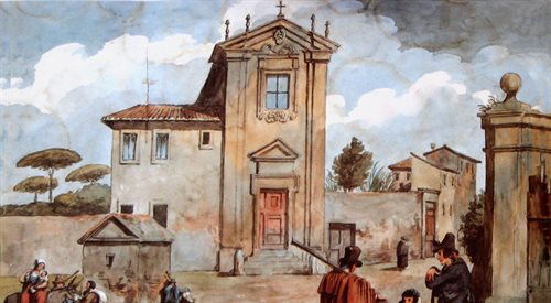Obraz przedstawiający kościół Domine Quo Vadis w Rzymie (zdjęcie ilustracyjne)