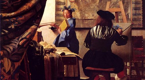 Powstały prawdopodobnie w latach 1662-1665 obraz Vermeera Alegoria malarstwa. Uważa się, że dzieło przedstawia samego artystę przy pracy