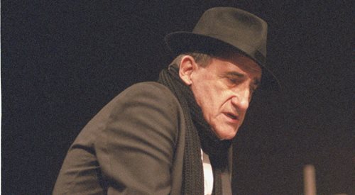 Tadeusz Kantor, jako Ja - we własnej osobie. Spektakl pt. Nigdy tu już nie powrócę wystawiony w Starym Teatrze. (1990)