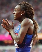 Dawn Harper Nelson (USA) pobiegnie w finale 100 metrów przez płotki