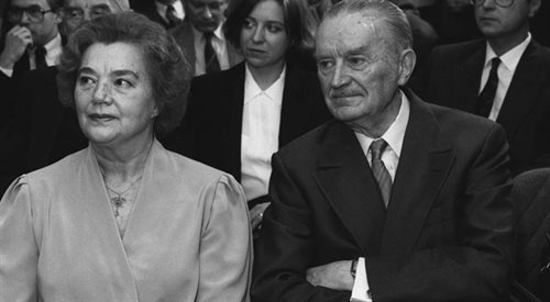 Piotr Jaroszewicz z żoną Alicją w 1992 roku