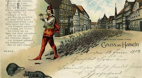 Szczurołap z Hameln, pocztówka z 1902 roku