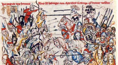 Średniowieczny manuskrypt przedstawiający bitwę pod Legnicą z 1241 roku fot. Wikimedia Commons.