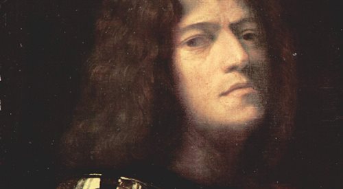 Giorgione -  Autoportret w stroju Dawida. Choć niewiele wiemy  o życiu wybitnego malarza, znamy przynajmniej jego powierzchowność
