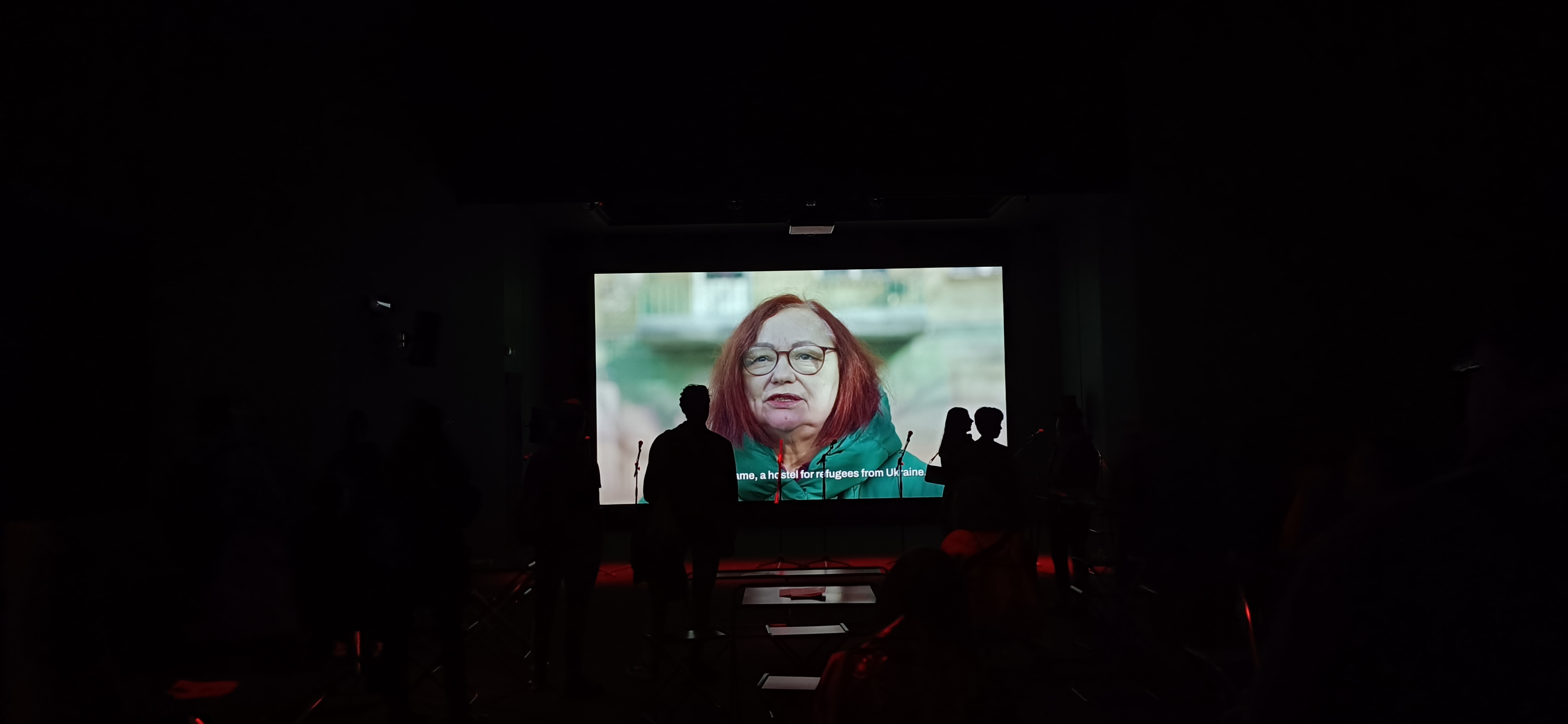 A video installation "Repeat After Me 2" inside the Polish Pavilion at the 60. International Art Biennale in Venice.  