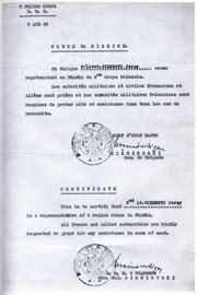 Ordre de mission z 8.08.1945 z podpisem gen. Wiśniowskiego