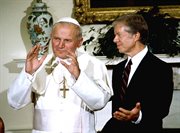 Jan Paweł II z prezydentem USA Jimmym Carterem