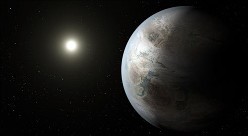 Artystyczne wyobrażenie Keplera-452b, pierwszej odkrytej planety poza Układem Słonecznym, która znajduje się w tzw. ekosferze