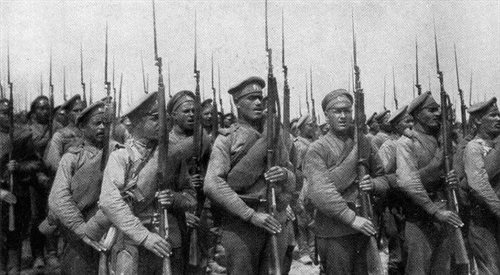 Oddziały rosyjskie broniące dostępu do Warszawy w czasie I wojny światowej