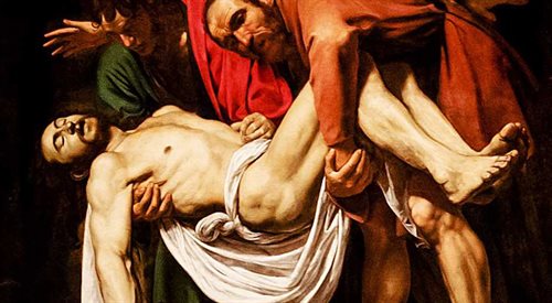 Caravaggio Złożenie do grobu (fragm.)