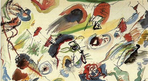 Fragment Pierwszej akwareli abstrakcyjnej Wasilija Kandinskyego