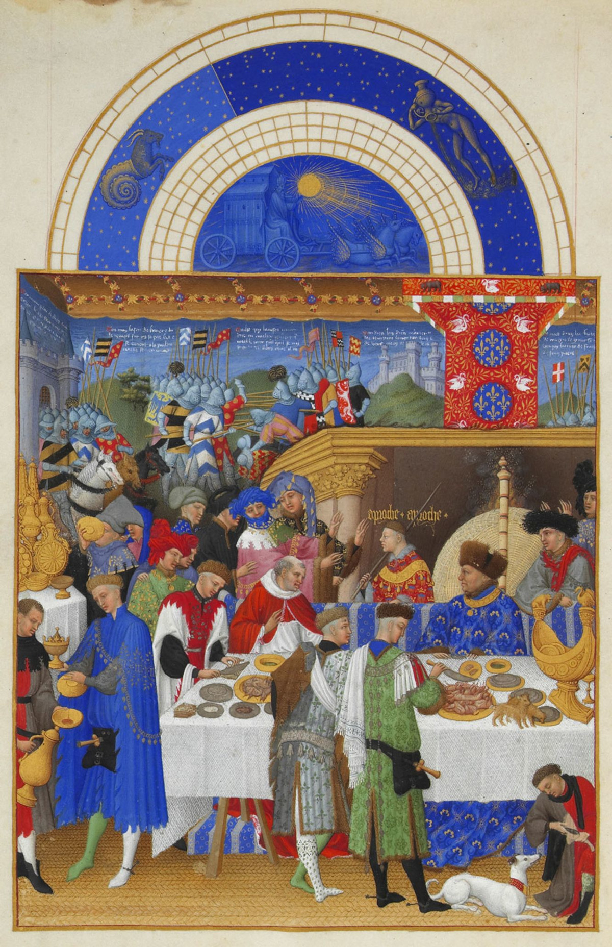 Bracia Limbourg, "Styczeń", "Bardzo bogate godzinki księcia de Berry", XV w. Fot. Wikimedia/domena publiczna