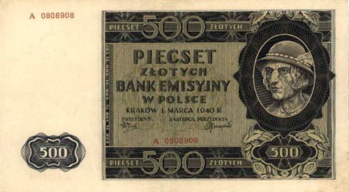 Banknot 500-złotowy (1940 rok), fot. Niki K, Wikimedia Commonsdp