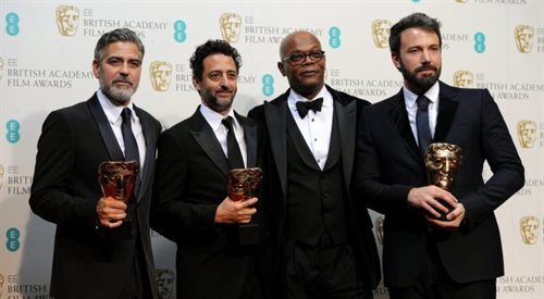 (Od lewej) George Clooney, producent Grant Heslov, aktor Samuel L. Jackson i reżyser Ben Affleck.