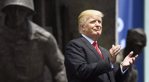 Prezydent Stanów Zjednoczonych Ameryki Donald Trump 6 lipca podczas przemówienia na placu Krasińskich w Warszawie