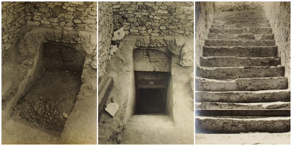 Zdjęcia wejścia do grobowca dokumentujące postęp prac wykonane w listopadzie 1922 roku. Fot. Harry Burton/domena publiczna