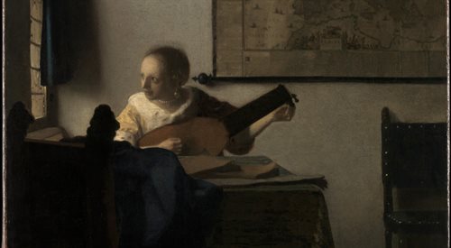 Fragment obrazu Kobieta z lutnią Johannesa Vermeera