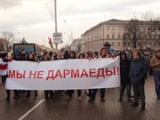 Marsz niedarmozjadów w Mińsku 15 marca. Młoda Białorusinka.