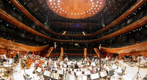 Sala Narodowej Orkiestry Symfonicznej Polskiego Radia. Gmach został zaprojektowany w pracowni Tomasza Koniora