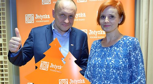 Dyrektor radiowej Jedynki Rafał Porzeziński i Agnieszka Kunikowska,  dziennikarka prowadząca audycję Radio Dzieciom w Programie 1 Polskiego Radia.