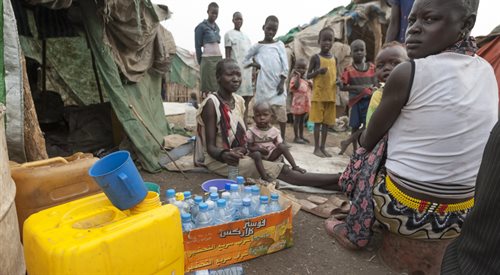 Obóz dla dla uchodźców w Sudanie Południowym w Afryce
