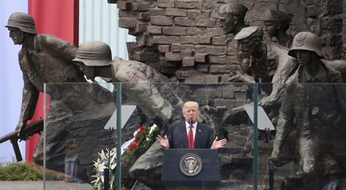 Prezydent USA Donald Trump podczas przemówienia na placu Krasińskich w Warszawie