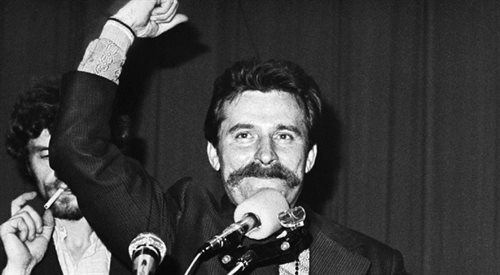 Lech Wałęsa w czasie strajku w sierpniu 1980 w Stoczni Gdańskiej