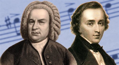 Bach i Chopin na grafice według portretów obu twórców