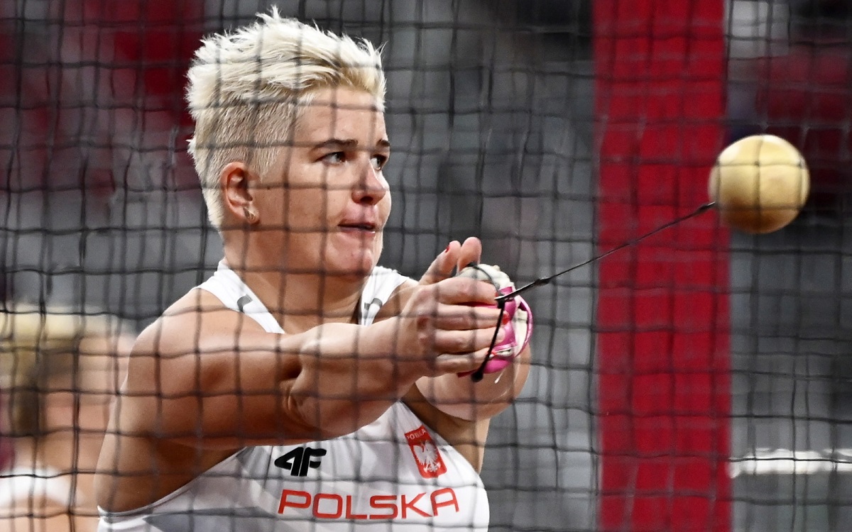 Polands Anita Wlodarczyk in action at the Tokyo Olympics on Tuesday.