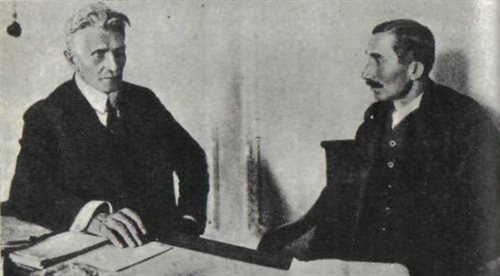 Premier rządu obrony narodowej Wincenty Witos (z prawej) i wicepremier, Ignacy Daszyński., źr. Wikimedia Commonsdp