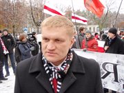 Opozycjonista Siarhiej Kawalenka na kuropackim marszu