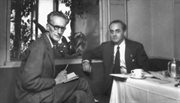Jerzy Giedroyc i Józef Czapski biorą udział w Kongresie Wolności Kultury. Berlin, czerwiec 1950