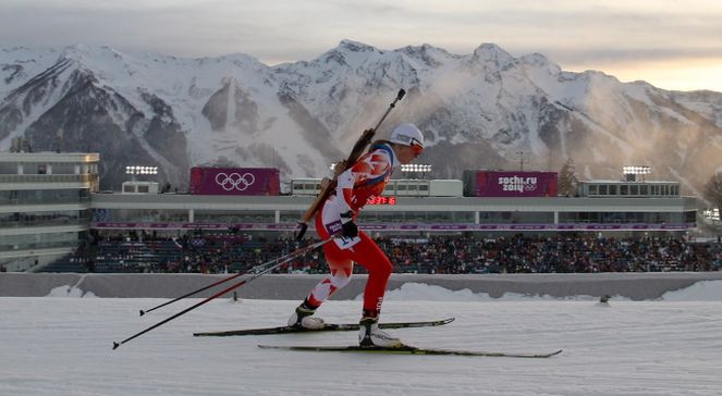 Krystyna Pałka na trasie rywalizacji biathlonowych sztafet mieszanych 2x6 km kobiet i 2x7,5 km mężczyzn w Soczi