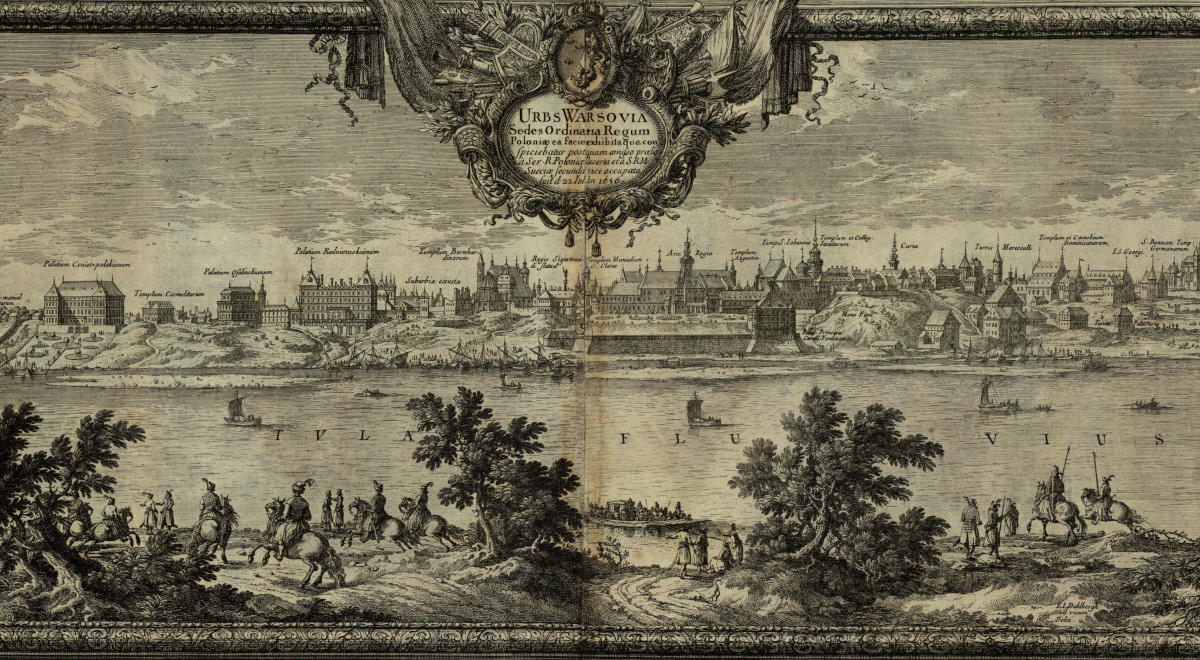 Panorama Warszawy (fragm.) wykonana przez Nicolasa Perelle ok. 1696 roku