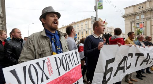 Demonstracja opozycji demokratycznej w Mińsku