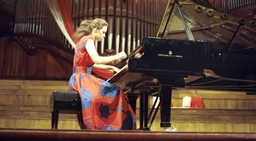 Ewa Pobłocka podczas X Międzynarodowego Konkursu Pianistycznego im. Fryderyka Chopina w 1980 r.