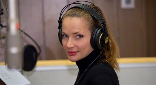 Anna Dereszowska (Lauren - motyl nocy) podczas nagrania słuchowiska