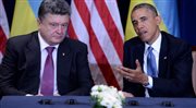 Prezydent USA Barack Obama i prezydent elekt Ukrainy Petro Poroszenko w Warszawie.