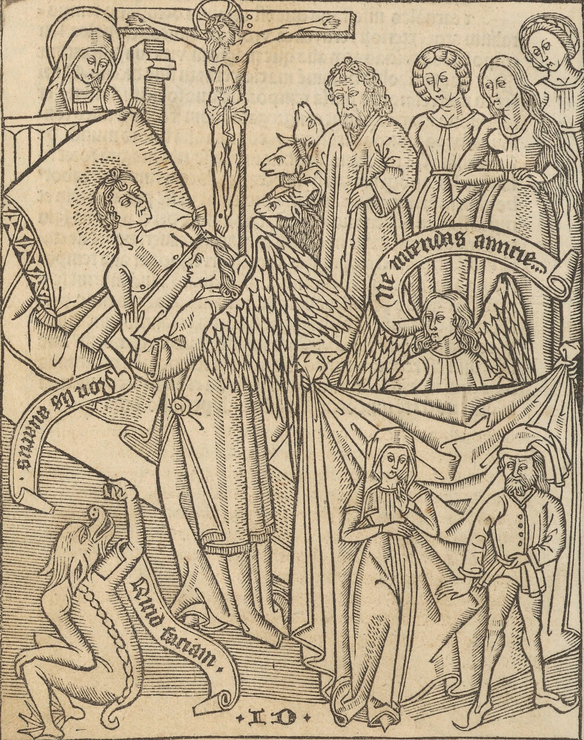 Fragment drzeworytu ze średniowiecznego "Ars moriendi", ok. 1490–1491 r. 