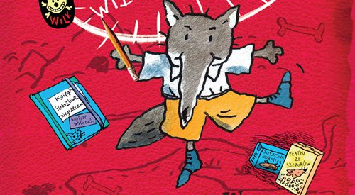 Fragment okładki książki Małego Wilczka księgi wilkoczynów, która ukazała się nakładem wydawnictwa Poradnia K w serii dla dzieci Latawiec
