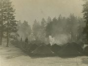 Namioty obozu pułku ułanów. Kołtubanka, okręg Czkałowsk, ZSRR, grudzień 1941