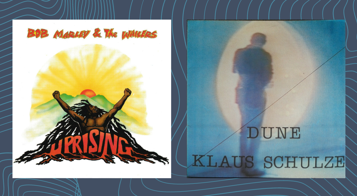Okładki płyt Uprising grupy Bob Marley  The Wailers i Dune Klausa Schulzea