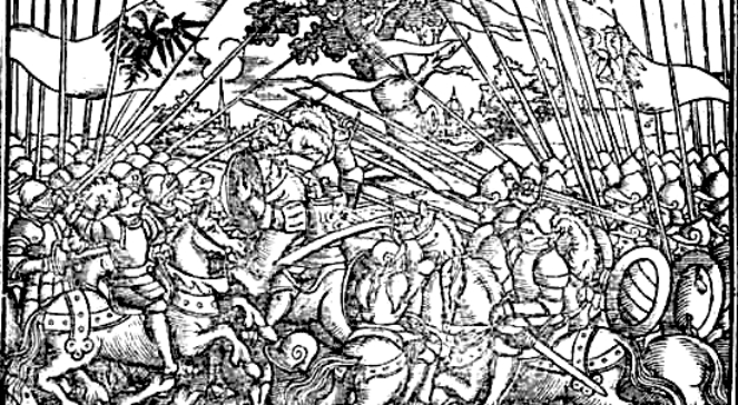 Bitwa na Psim Polu, drzeworyt z Kroniki polskiej Marcina Bielskiego (1597), fot. Wikimedia Commonsdomena publiczna