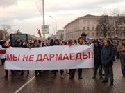 Marsz niedarmozjadów w Mińsku 15 marca. Według niezależnych mediów, ulicami Mińska przeszło około trzech tysięcy ludzi