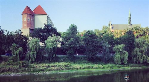 Widok na Zamek królewski i katedrę w Sandomierzu od strony Wisły