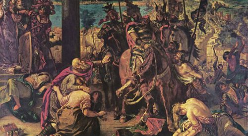 Wejście krzyżowców do Konstantynopola mal. Eugene Delacroix fot. Wikimedia Commons.