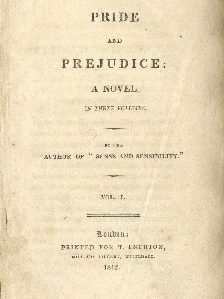
Strona tytułowa pierwszego wydania powieści "Duma i uprzedzenie" Jane Austen (1813). Źródło: Wikimedia commons/Domena publiczna