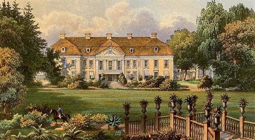 Pałac w Gładyszach, widok z XIX w, fot. wikipediadomena publicznaJoep, Alexander Duncker (1813-1897)